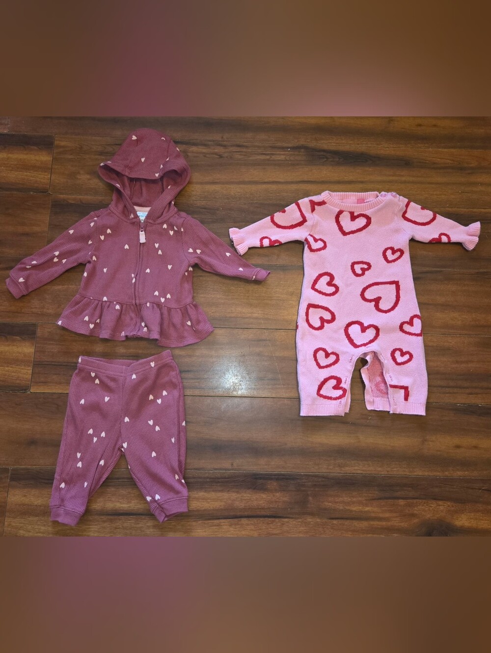 Carter's Pink & Mauve Heart Hoodie & Pant Set And Goodlad 1-piece Pink Red Heart